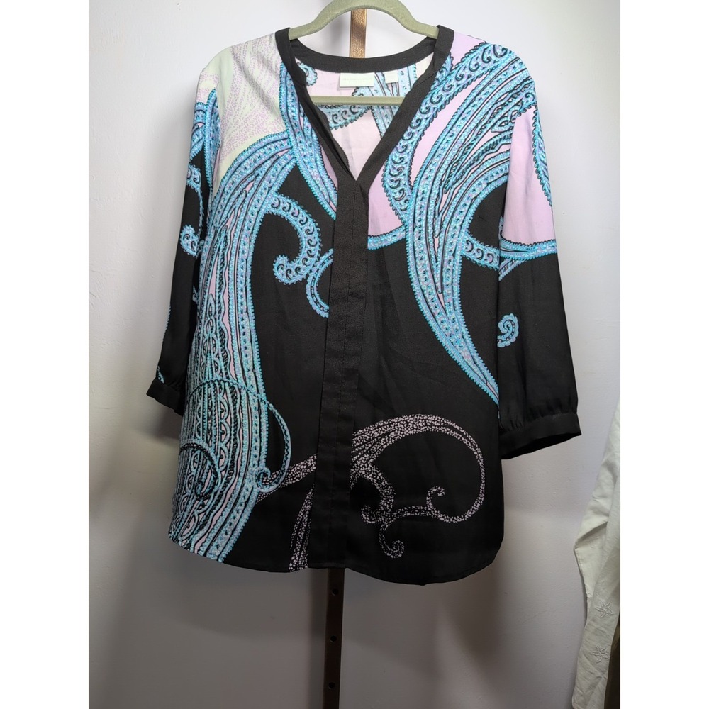 WOMENS NEW YORK & COMPANY BLOUSE/TOP M MULTI COLOR